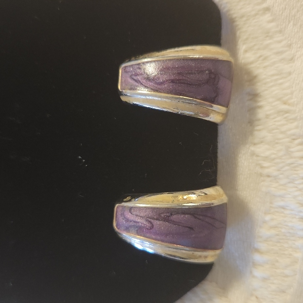 Purple & Goldtone clip earrings